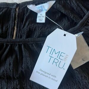Time and Tru Textured Black Blouse
